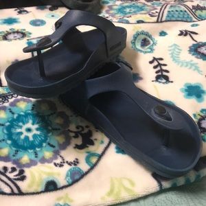 Blue Thong Birkenstock Rubber Sandals